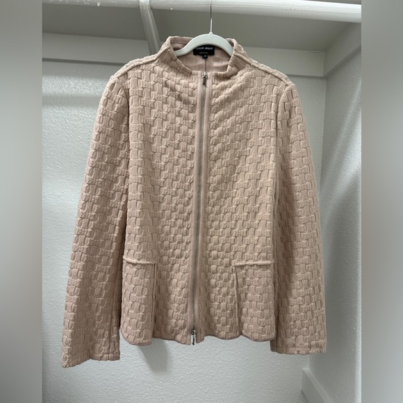 Giorgio Armani Jackets & Blazers - Giorgio Armani Black Label Womens 44 Pink Mock Neck Jacket Full Zip